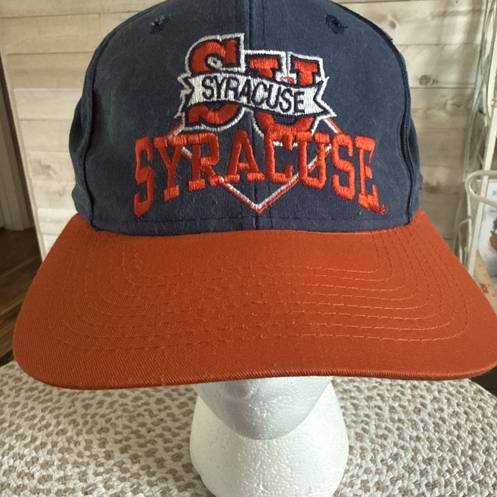 Vintage The Game Syracuse University Snapback Hat Faded Blue Fast Ship